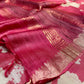 PINK COLOUR PRINTED MUNGA PURE SILK SAREE WITH ZARI BORDER