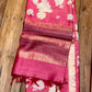 PINK COLOUR PRINTED MUNGA PURE SILK SAREE WITH ZARI BORDER