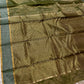 ( DELIVERY IN 25  DAYS ) GREEN COLOUR CHANDERI TISSUE SAREE WITH ZARI CHECKS PALLA