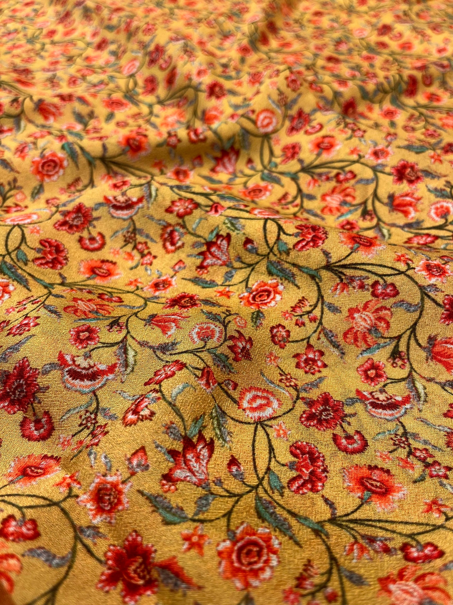 YELLOW COLOUR PRINTED SYNTHETIC SAREE WITH UNSTITCHED BLOUSE FOR DRESS CODE