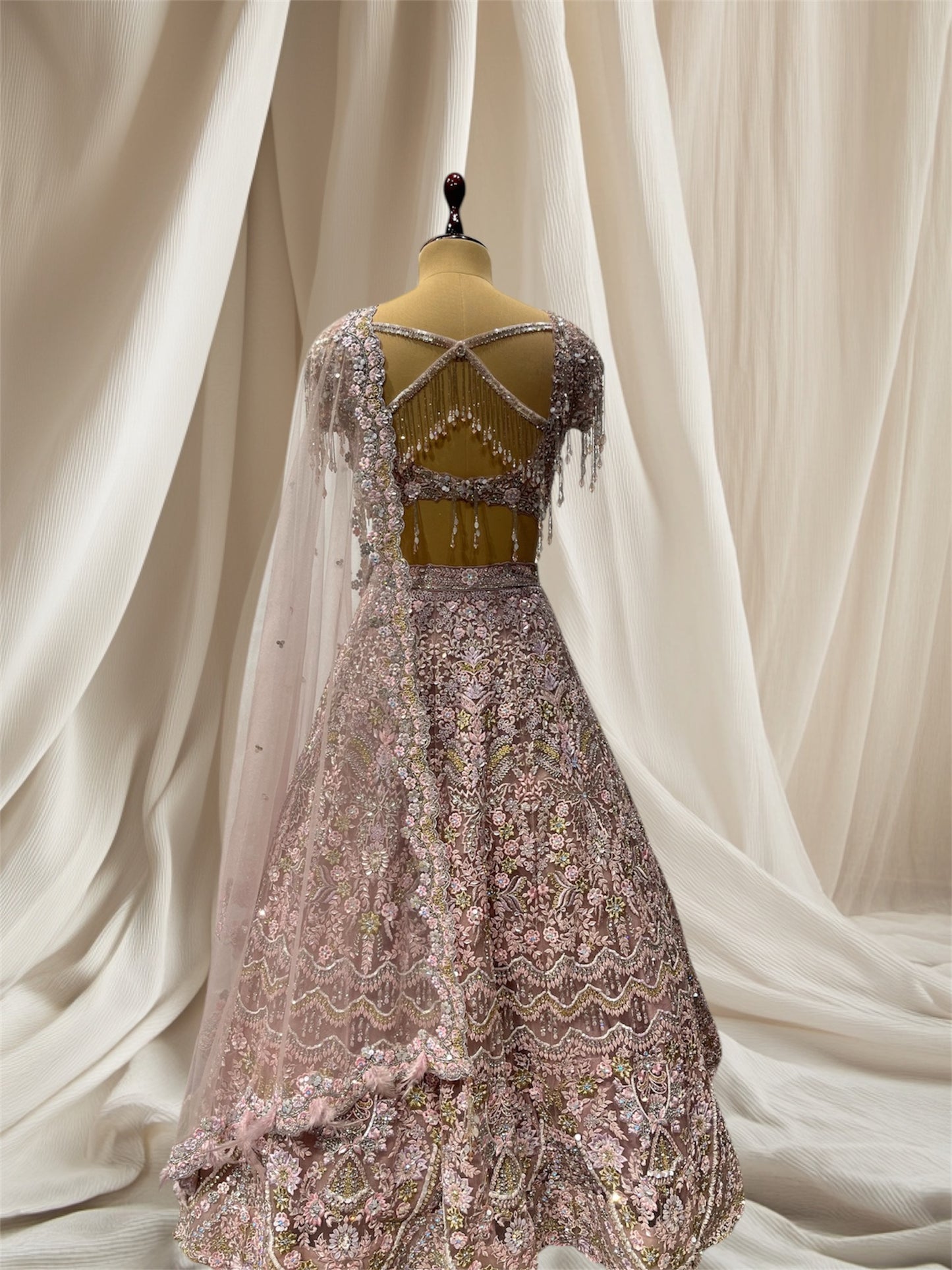 PINK COLOR, SEQUINS, BEADS EMBROIDERED, READYMADE LEHENGA