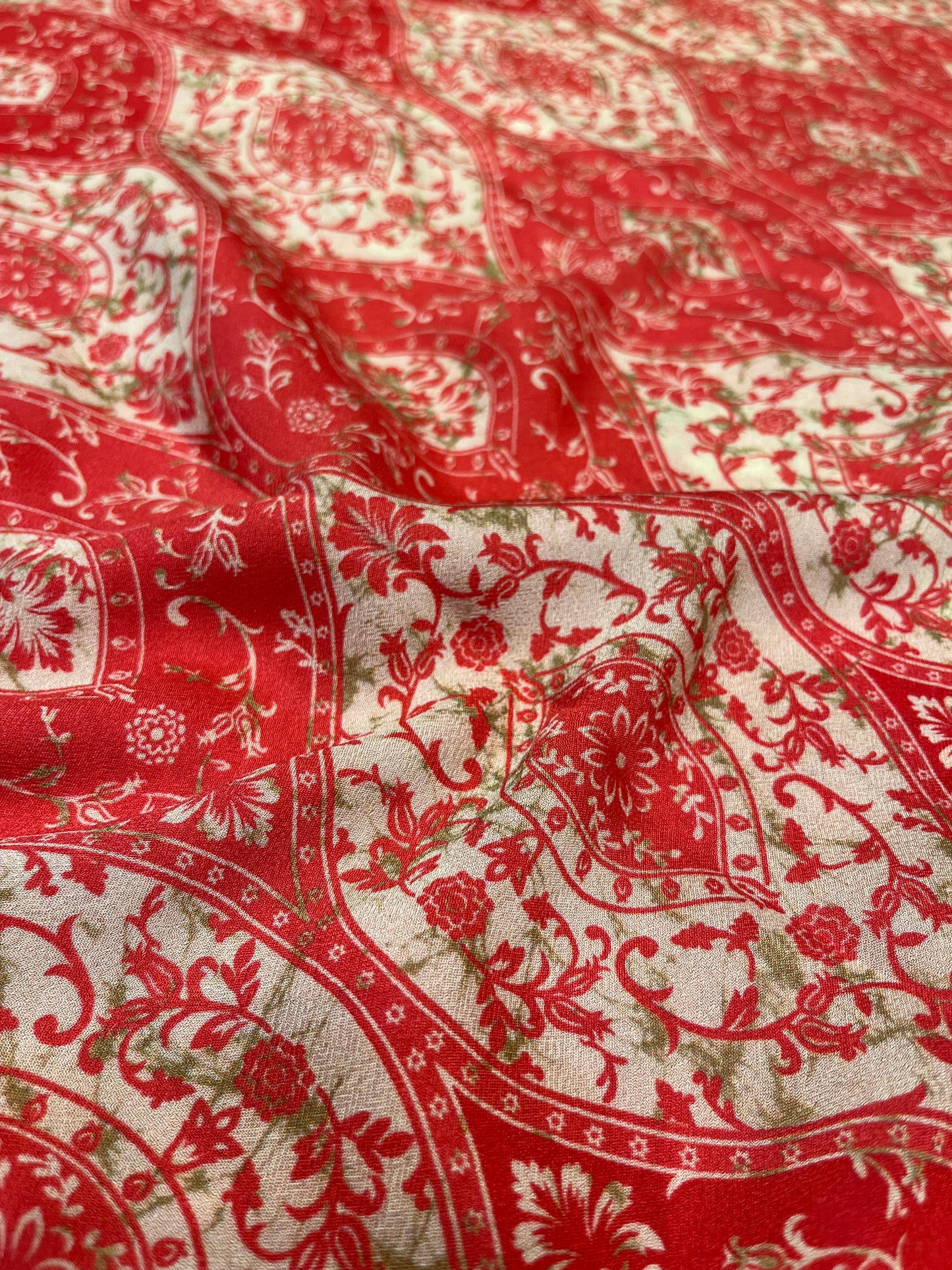 PEACH COLOUR PRINTED SYNTHETIC SAREE WITH UNSTITCHED BLOUSE FOR DRESS CODE - Kothari Sons