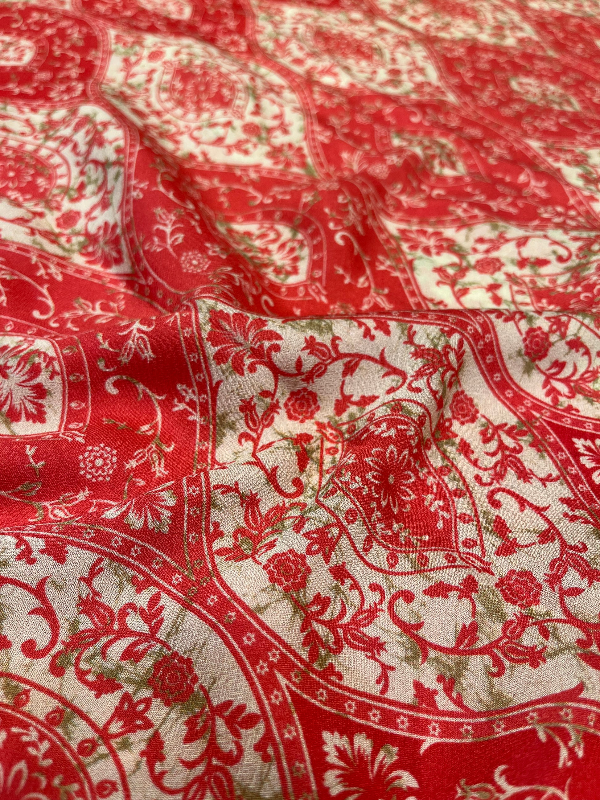 PEACH COLOUR PRINTED SYNTHETIC SAREE WITH UNSTITCHED BLOUSE FOR DRESS CODE - Kothari Sons