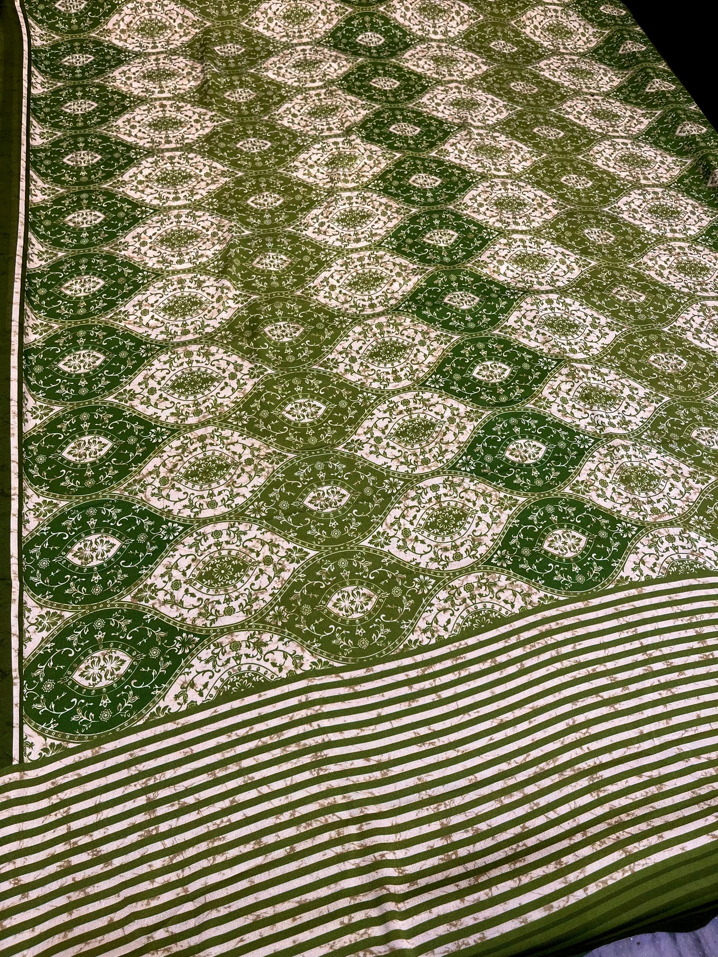 GREEN COLOUR PRINTED SYNTHETIC SAREE WITH UNSTITCHED BLOUSE FOR DRESS CODE - Kothari Sons