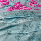AQUA COLOUR PURE PLATINUM CHIFFON FLORAL PRINTED SAREE WITH SELF PRINTED CREPE SILK BLOUSE - Kothari Sons