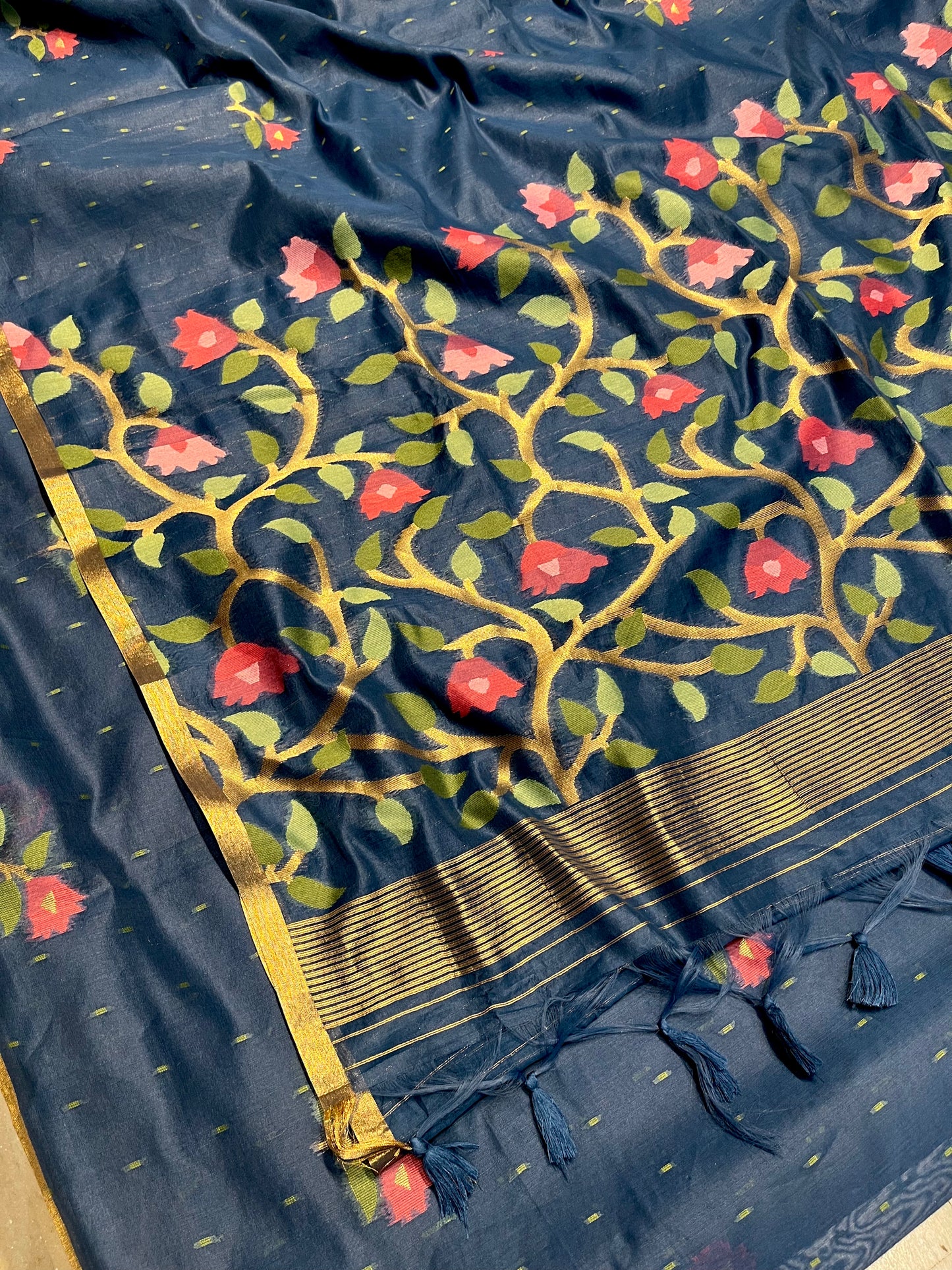 BLUE COLOUR JAMDANI SAREE