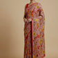 DUSTY ROSE COLOUR PURE PLATINUM CHIFFON FLORAL PRINTED SAREE WITH CREPE SILK BLOUSE - Kothari Sons