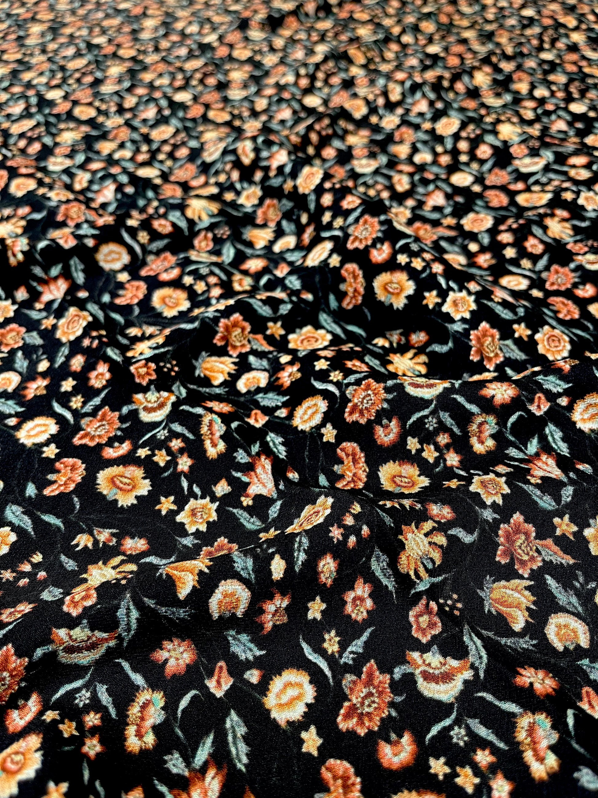 BLACK COLOUR PRINTED SYNTHETIC SAREE WITH UNSTITCHED BLOUSE FOR DRESS CODE - Kothari Sons