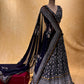 BLACK COLOUR CHINON SEQUINS LEHENGA WITH EMBROIDERED CROP TOP BLOUSE & ORGANZA DUPATTA EMBELLISHED WITH CUTDANA WORK