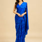 BLUE COLOUR PURE PLATINUM CHIFFON PRINTED SAREE WITH CREPE SILK BLOUSE - Kothari Sons