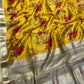 YELLOW COLOUR FLORAL PRINTED PURE MUNGA SILK SAREE WITH BEIGE COLOUR PALLA AND BLOUSE - Kothari Sons