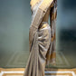 SILVER COLOUR MAHESHWARI TISSUE SILK SAREE