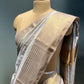 SILVER COLOUR MAHESHWARI TISSUE SILK SAREE