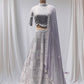 LILAC COLOR, GEORGETTE READYMADE LEHENGA WITH HIGH NECK CROP TOP & GEORGETTE DUPATTA EMBELLISHED WITH BEADS, SEQUINS EMBROIDERY