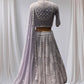 LILAC COLOR, GEORGETTE READYMADE LEHENGA WITH HIGH NECK CROP TOP & GEORGETTE DUPATTA EMBELLISHED WITH BEADS, SEQUINS EMBROIDERY