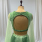 GREEN COLOR, SILK LEHENGA WITH V-NECK CROP TOP & NET DUPATTA EMBELLISHED WITH SEQUINS EMBROIDERY