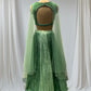 GREEN COLOR, SILK LEHENGA WITH V-NECK CROP TOP & NET DUPATTA EMBELLISHED WITH SEQUINS EMBROIDERY