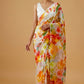 IVORY COLOUR PURE PLATINUM CHIFFON PRINTED SAREE WITH CREPE SILK BLOUSE - Kothari Sons