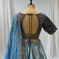 BLUE SHADED BANARASI SILK LEHENGA WITH V-NECK EMBROIDERED BLOUSE & CHIFFON EMBROIDERED DUPATTA