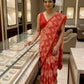 PEACH COLOUR PRINTED SYNTHETIC SAREE WITH UNSTITCHED BLOUSE FOR DRESS CODE - Kothari Sons