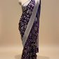 PURPLE COLOUR SILVER ZARI WEAVED GEORGETTE KHADDI SAREE WITH PLAIN BLOUSE AND BOREDR - Kothari Sons