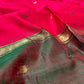 RANI COLOUR PURE COTTON SILK MAHESHWARI SAREE WITH CONTRAST PALLA & ZARI BORDER