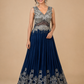 BLUE COLOUR CHINON HAND EMBROIDERED GOWN EMBELLISHED EITH BEADS WORK