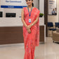 PEACH COLOUR PRINTED SYNTHETIC SAREE WITH UNSTITCHED BLOUSE FOR DRESS CODE