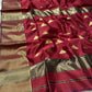 MAROON COLOUR PURE COTTON SILK MAHESHWARI SAREE WITH ZARI BORDER