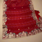 RED PURE OJARIYA BANDHANI SAREE WITH GOTA PATTI AND ZARDOZI EMBROIDERED BORDER