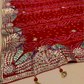 RED PURE OJARIYA BANDHANI SAREE WITH GOTA PATTI AND ZARDOZI EMBROIDERED BORDER