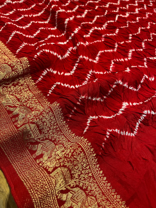 RED COLOUR ART DOLA SILK SAREE WITH ZARI BORDER & PALLA - Kothari Sons