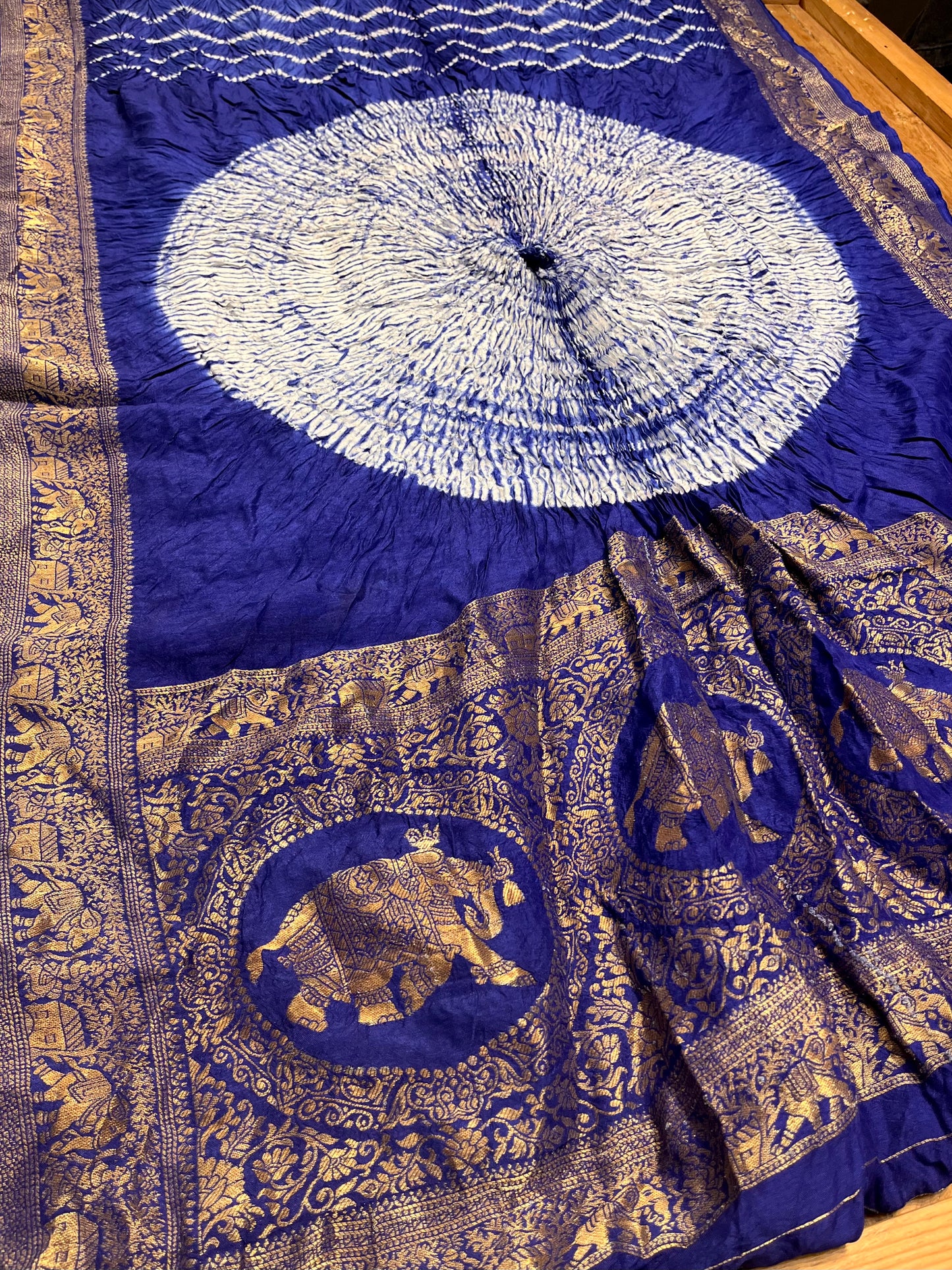 BLUE COLOUR ART DOLA SILK SAREE WITH ZARI BORDER & PALLA - Kothari Sons