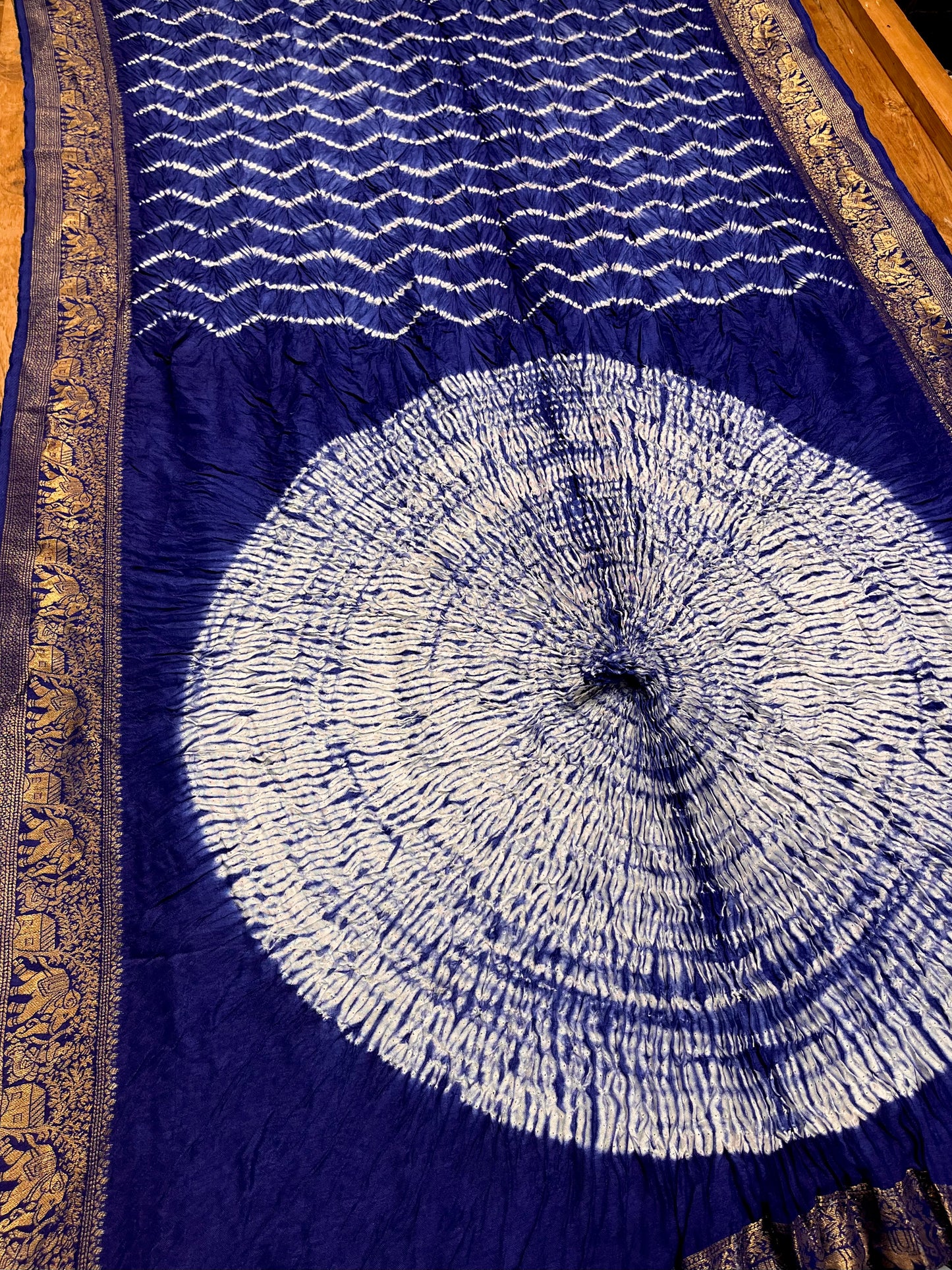 BLUE COLOUR ART DOLA SILK SAREE WITH ZARI BORDER & PALLA - Kothari Sons