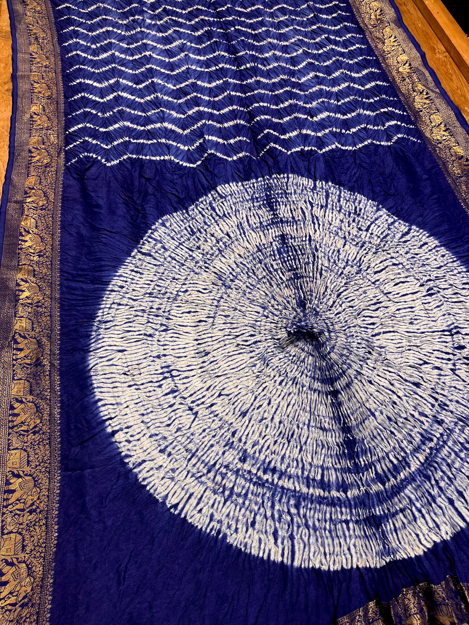 BLUE COLOUR ART DOLA SILK SAREE WITH ZARI BORDER & PALLA - Kothari Sons