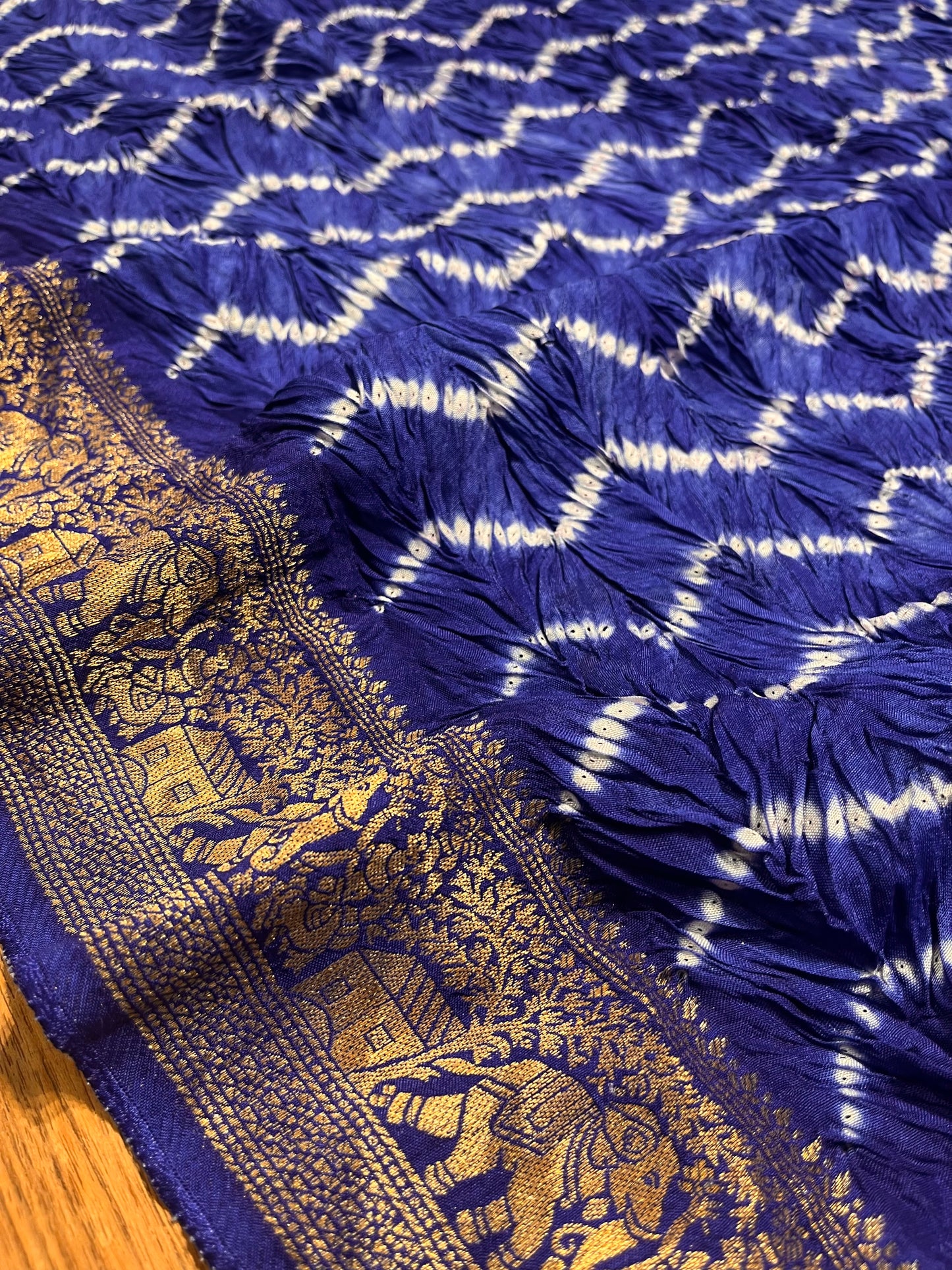 BLUE COLOUR ART DOLA SILK SAREE WITH ZARI BORDER & PALLA - Kothari Sons
