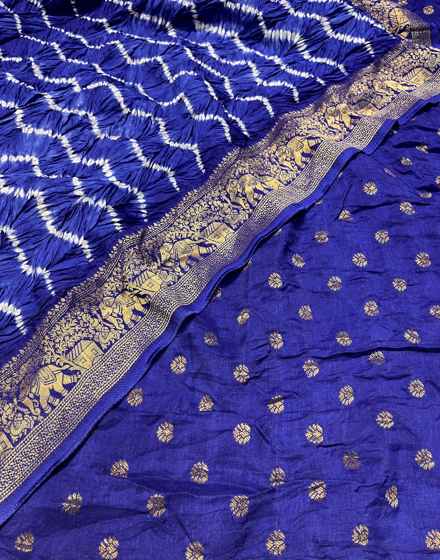 BLUE COLOUR ART DOLA SILK SAREE WITH ZARI BORDER & PALLA - Kothari Sons