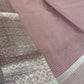 PINK COLOUR CHECK MAHESHWARI SAREE WITH BORDER & UNSTITCHED BLOUSE