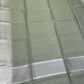 PISTA COLOUR CHECK MAHESHWARI SAREE WITH BORDER & UNSTITCHED BLOUSE