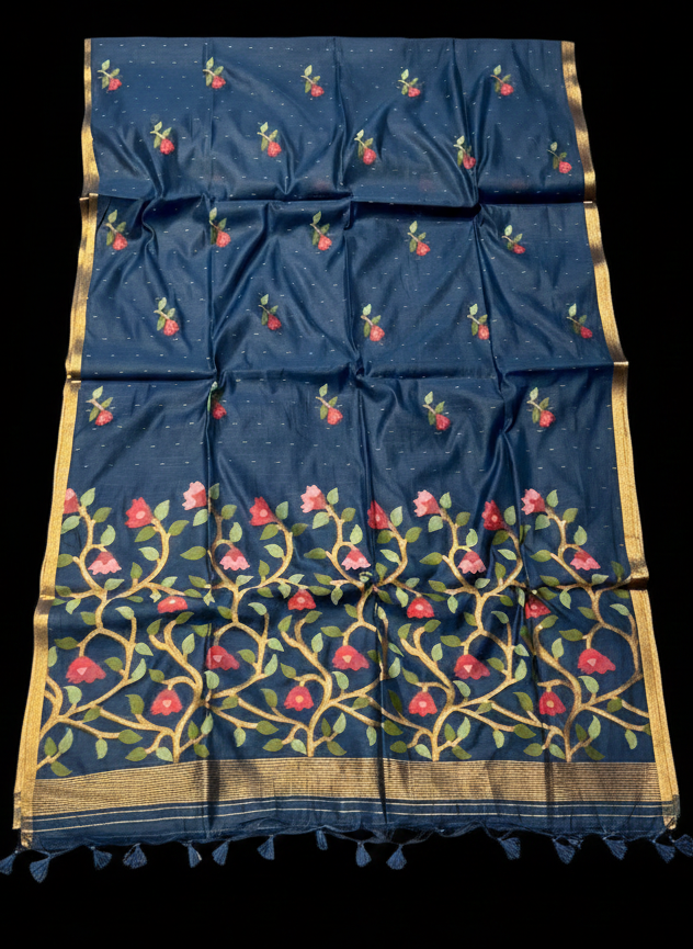 BLUE COLOUR JAMDANI SAREE