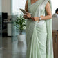 PISTA COLOUR CHECK MAHESHWARI SAREE WITH BORDER & UNSTITCHED BLOUSE