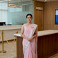 PINK COLOUR CHECK MAHESHWARI SAREE WITH BORDER & UNSTITCHED BLOUSE