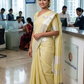 LEMON COLOUR CHECK MAHESHWARI SAREE WITH BORDER & UNSTITCHED BLOUSE ( UNIFORM SAREE )