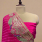 (Deliver in 30 Days) HOT PINK PURE MOTHRA LEHERIYA SAREE WITH GOTA PATTI & ZARDOZI WORK BORDER PAIRED WITH A CREPE BLOUSE