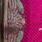 (Deliver in 30 Days) HOT PINK PURE MOTHRA LEHERIYA SAREE WITH GOTA PATTI & ZARDOZI WORK BORDER PAIRED WITH A CREPE BLOUSE