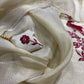 IVORY GOLD GEORGETTE TISSUE UNSTITCHED SUIT WITH RED RESHAM EMBROIDERY