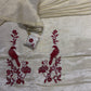 IVORY GOLD GEORGETTE TISSUE UNSTITCHED SUIT WITH RED RESHAM EMBROIDERY