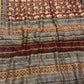 MAROON COLOUR MUNGA COTTON AJRAKH PRINTED SAREE WITH CONTRAST PRINTED BLOUSE - Kothari Sons