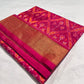 STAND OUT IN RANI PINK PURE SILK IKKAT SAREE, TIMELESS ELEGANCE