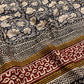 BLUE COLOUR MUNGA COTTON AJRAKH PRINTED SAREE WITH CONTRAST PRINT BLOUSE - Kothari Sons